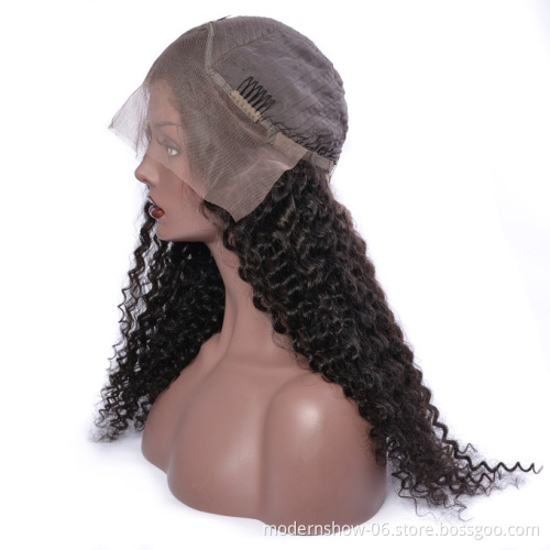 100% Virgin Cuticle Aligned Indian Hair Wig Modern Show Unprocessed Curly Wave Human Hair Lace Front Wigs